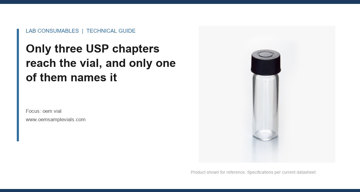 Only three USP chapters reach the vial, and only one of them names it