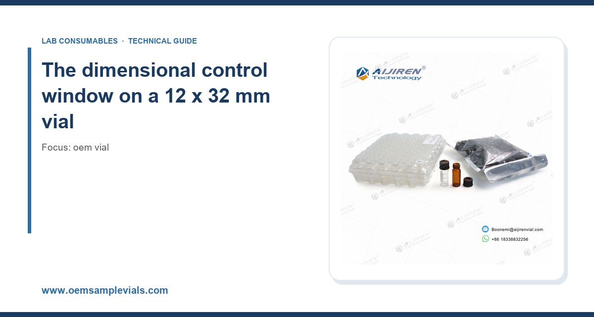 The dimensional control window on a 12 x 32 mm vial